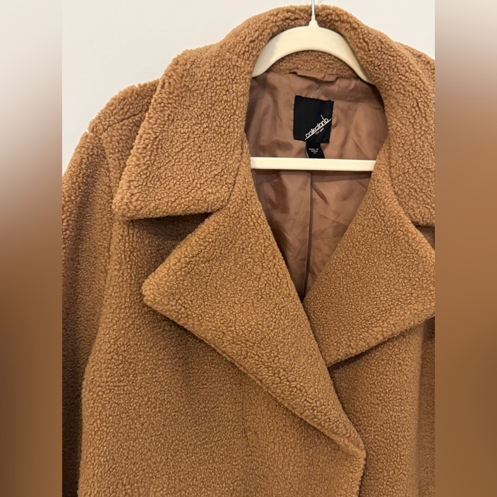 NWOT Collection B Women’s Sherpa Faux Fur Teddy Coat in Brown Size XL - Picture 3 of 9